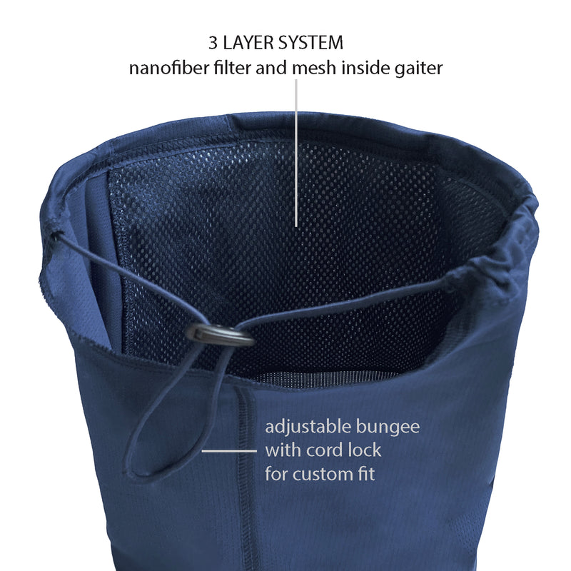 Puretec cool® Antimicrobial Neck Gaiter with Nanofiber Filter in Navy Blazer/Buoy