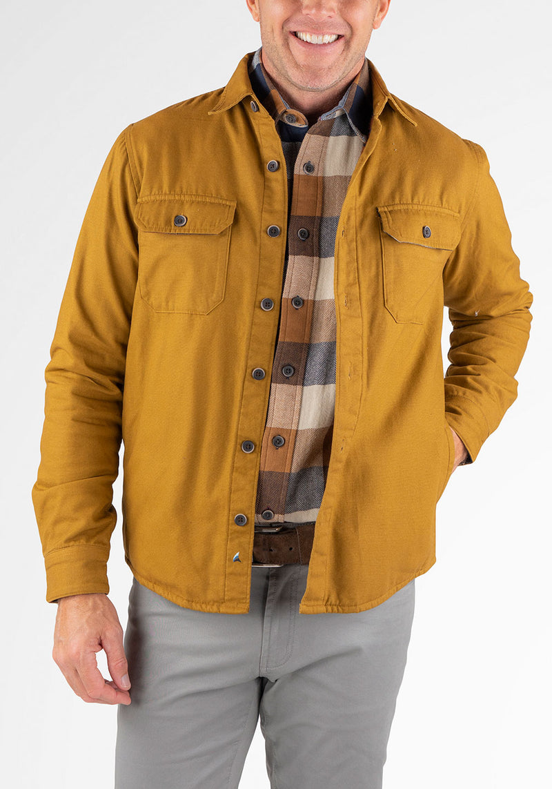 Canvas Shirt Jacket with Brushed Heavy Twill Lining