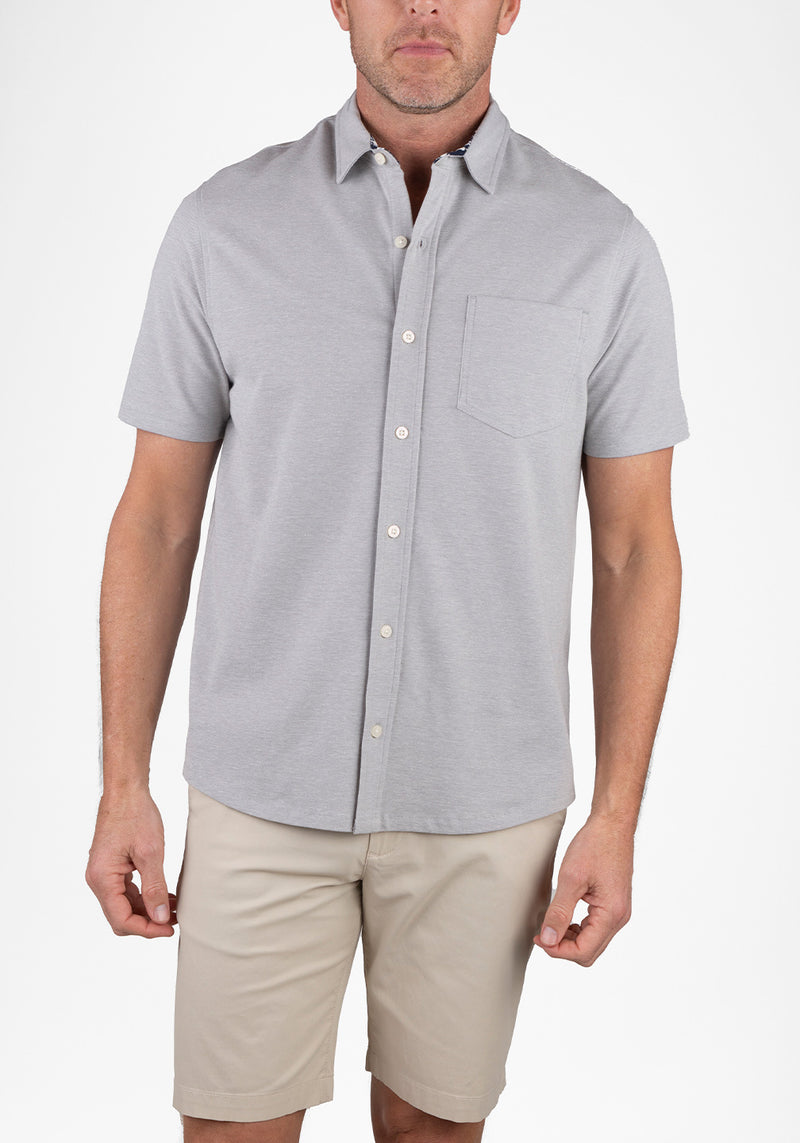 birdseye dress shirt White Performance Easy Care Knit Dress Shirt Shirt