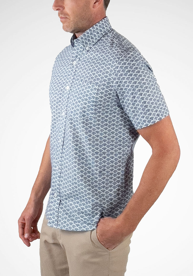 Airotec® Printed Stretch Poplin Short Sleeve Shirt