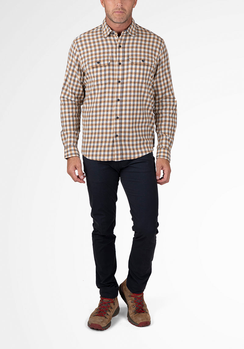Camel/Navy Tricolor Gingham
