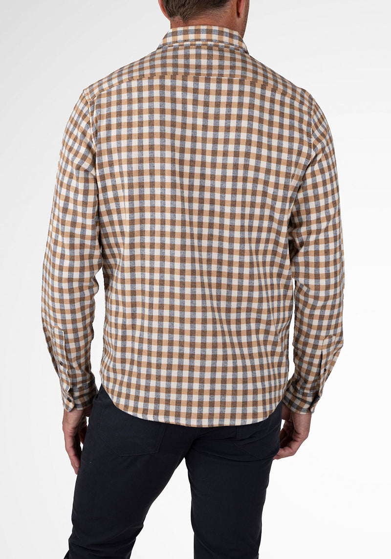 Camel/Navy Tricolor Gingham