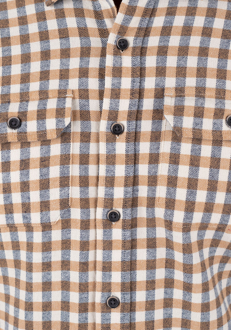 Camel/Navy Tricolor Gingham