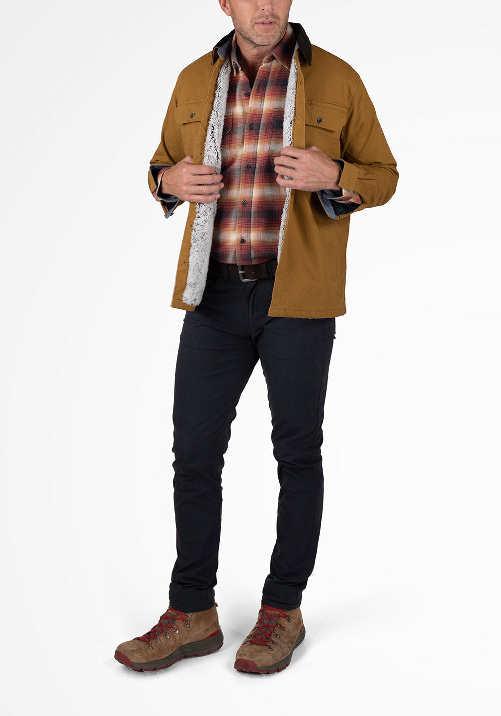 Stretch Canvas Shirt Jacket With Sherpa Lining – Tailor Vintage