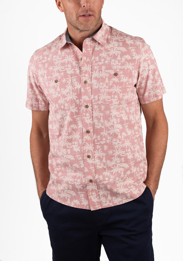Floral Button-down Short Sleeve Shirt - Dusty Rose Floral