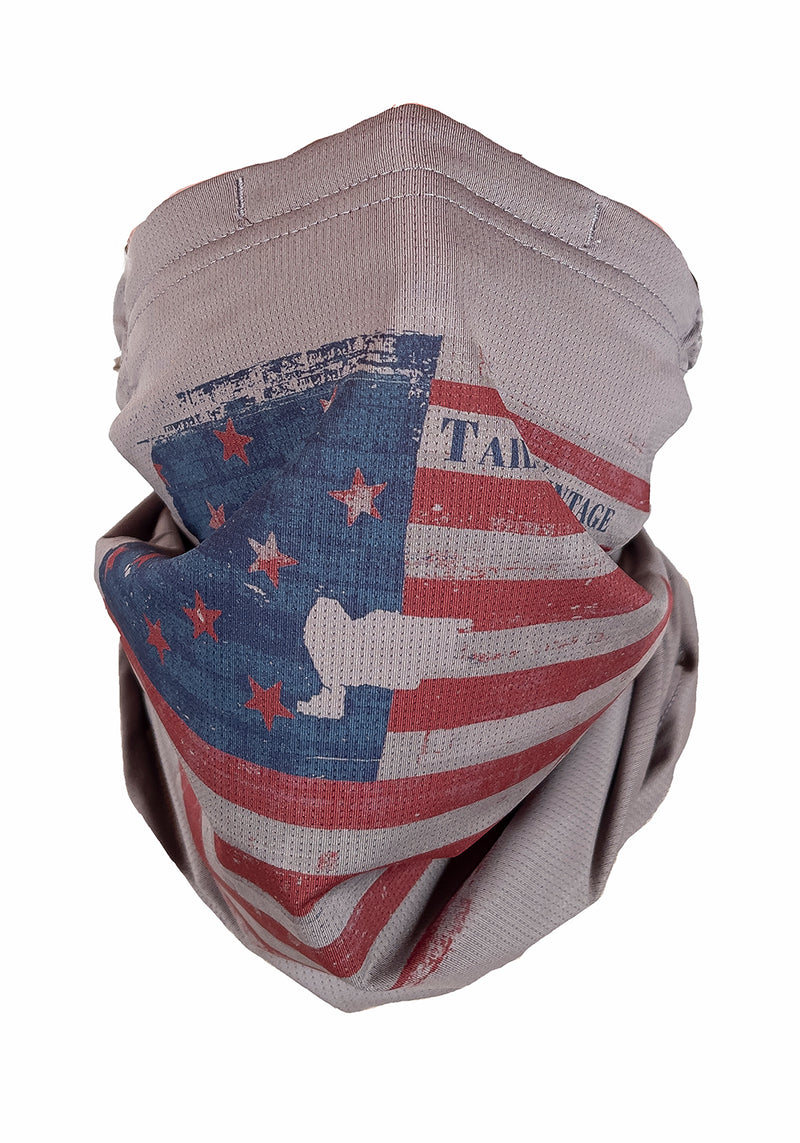 Puretec cool® Antimicrobial Neck Gaiter with Nanofiber Filter in Gray Flannel/American Flag