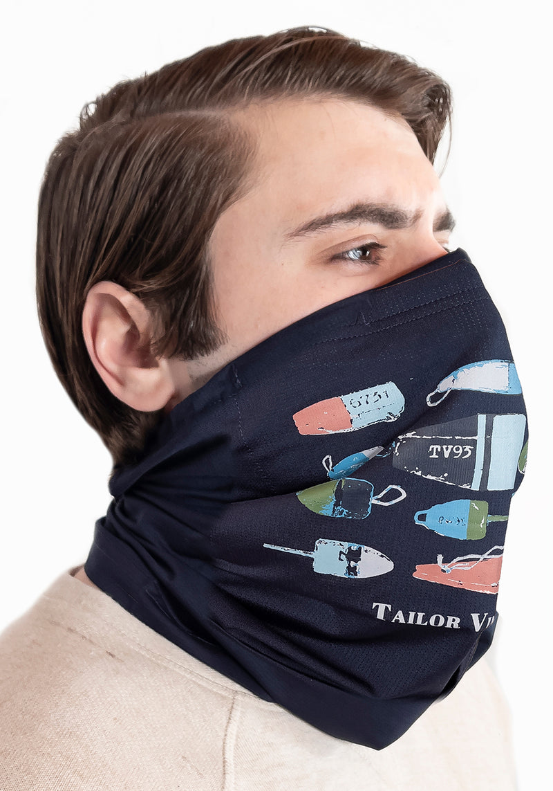 Puretec cool® Antimicrobial Neck Gaiter with Nanofiber Filter in Navy Blazer/Buoy