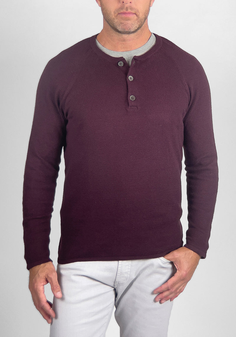 Cotton/Cashmere Waffle Henley Sweater – Tailor Vintage