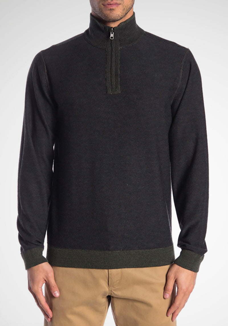 Reversible Italian Extra-fine Merino Wool 1/4 Zip Sweater