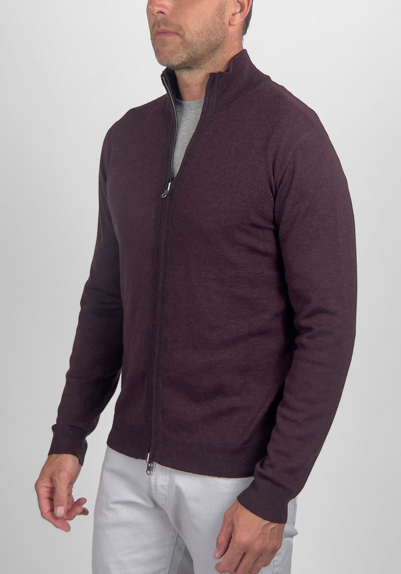 Reversible Italian Extra-fine Merino Wool Full Zip Sweater