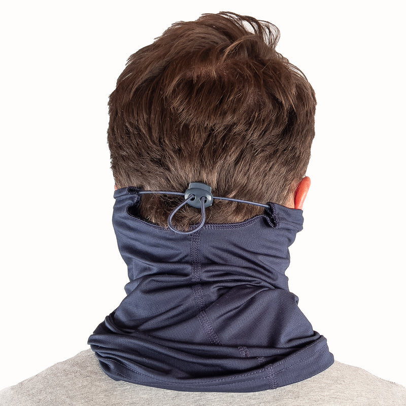 Puretec cool® Antimicrobial Neck Gaiter with Nanofiber Filter in Navy Blazer/Tailor Vintage Embroidery